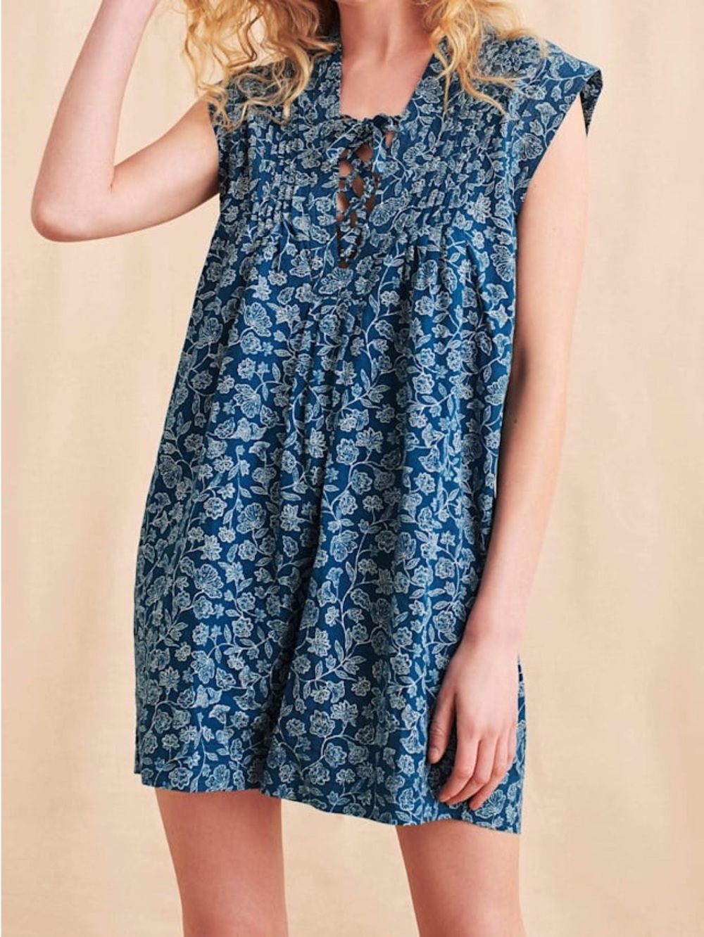 Faherty Cameo Cove Floral Tie-Front Sleeveless Mini Dress XS